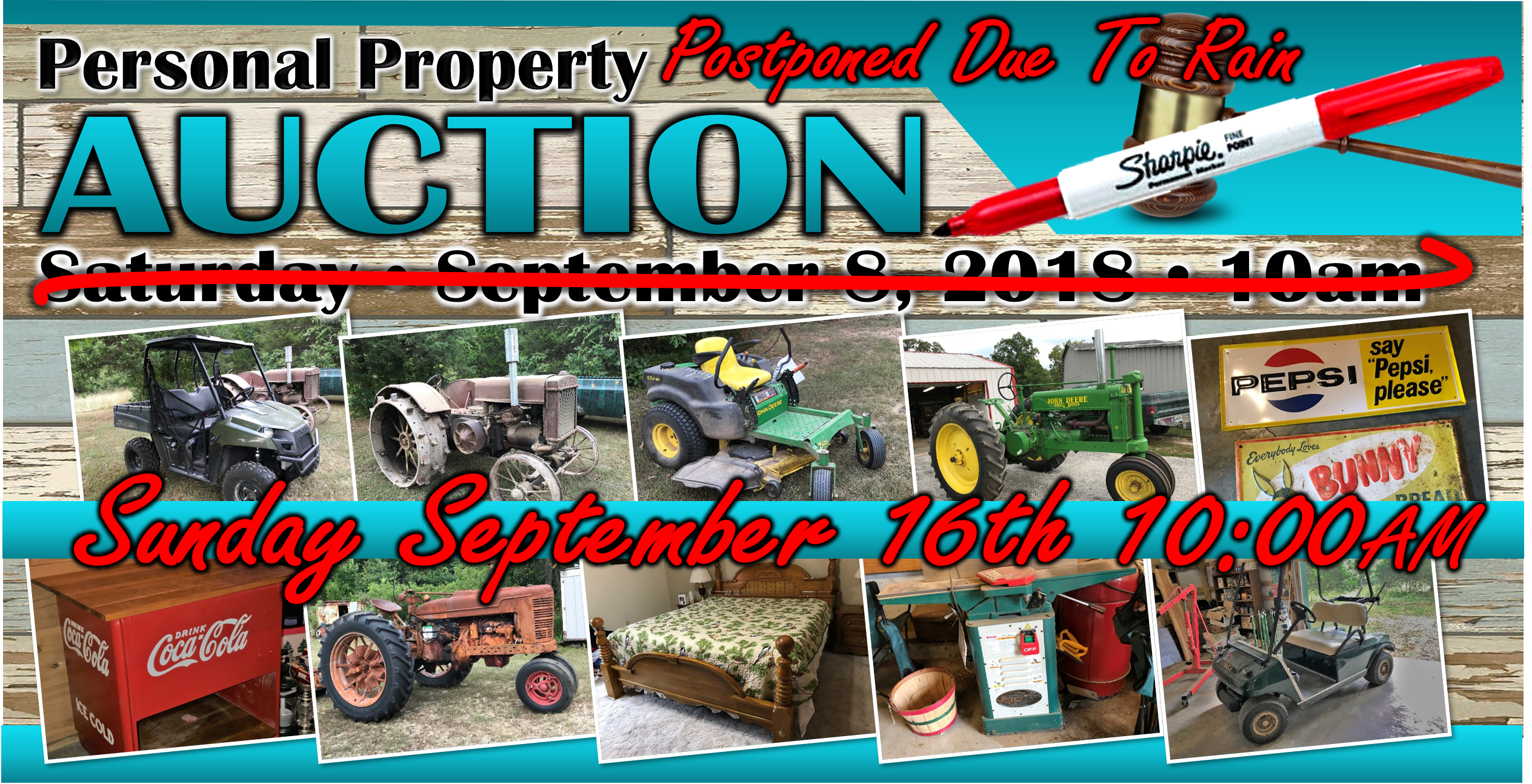 Personal Property Auction – Rescheduled Due To Rain